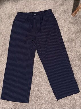 Women’s Navy Pinstripe Dress Pants (wide leg)